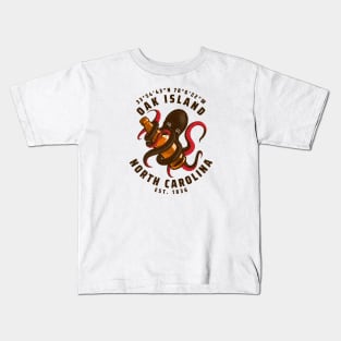 Oak Island, NC Octopus Summer Vacation Kids T-Shirt